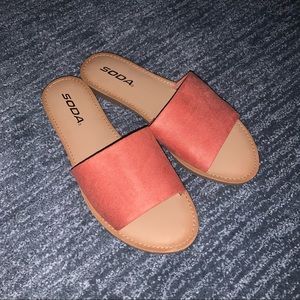 Single Strap Coral Slide Sandals